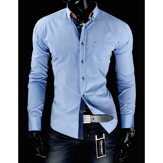 Koszula z długim rękawem (dx0406) dstreet niebieski Koszule z długim rękawem męskie