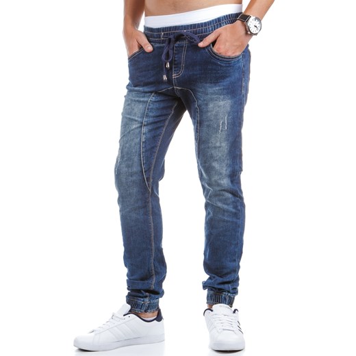 Spodnie męskie joggery jeansowe (ux0407) dstreet niebieski elastan