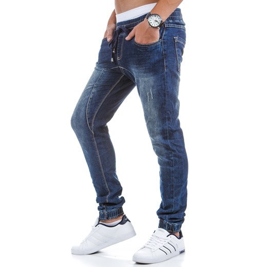 Spodnie męskie joggery jeansowe (ux0407) dstreet bialy jeans