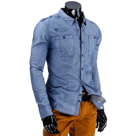 Koszula z długim rękawem (dx0757) dstreet niebieski Koszule z długim rękawem męskie