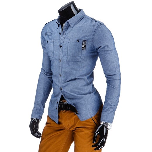 Koszula z długim rękawem (dx0757) dstreet niebieski bawełna