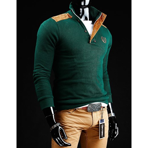 Męski sweter (wx0263) dstreet zielony miękkie