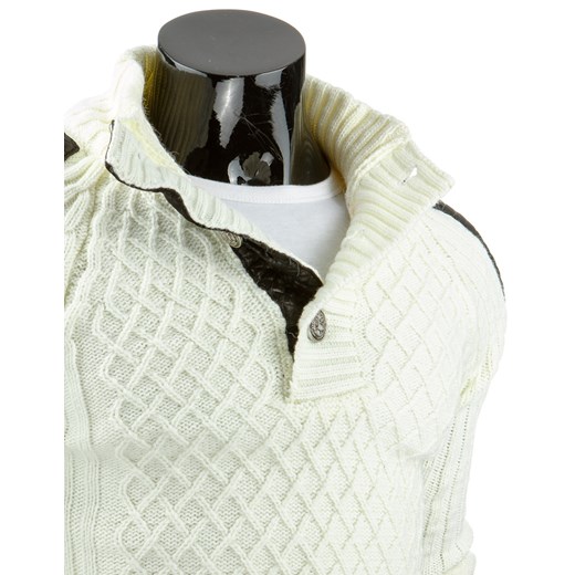 Sweter męski ecru (wx0698) dstreet zielony minimalistyczny