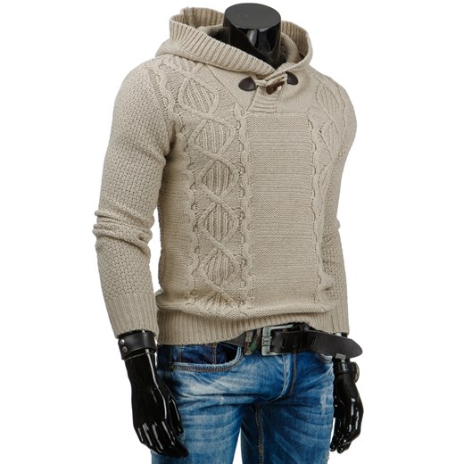 Sweter męski ecru (wx0658) dstreet szary jesień