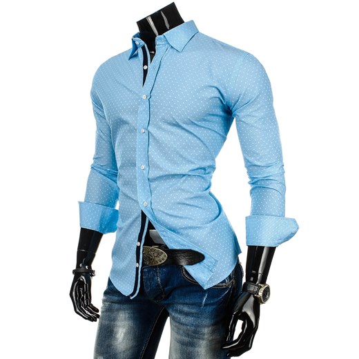 Koszula męska z długim rękawem (dx0217) dstreet niebieski minimalistyczny