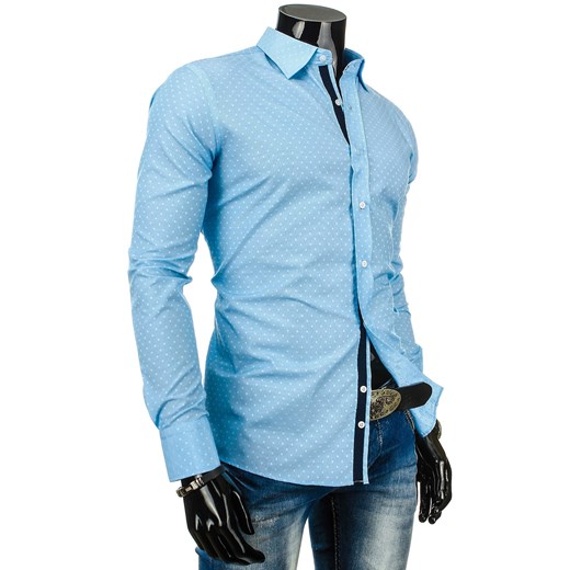 Koszula męska z długim rękawem (dx0217) dstreet niebieski modne