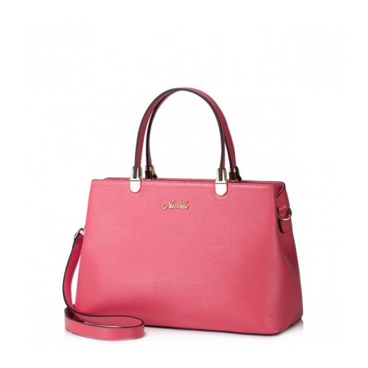 NUCELLE Skórzana damska torebka do ręki Różowa stylowagalanteria-com rozowy na ramię