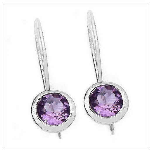 Wiszące srebrne kolczyki z naturalnymi ametystami 2,70 ct prana-shop fioletowy ametyst