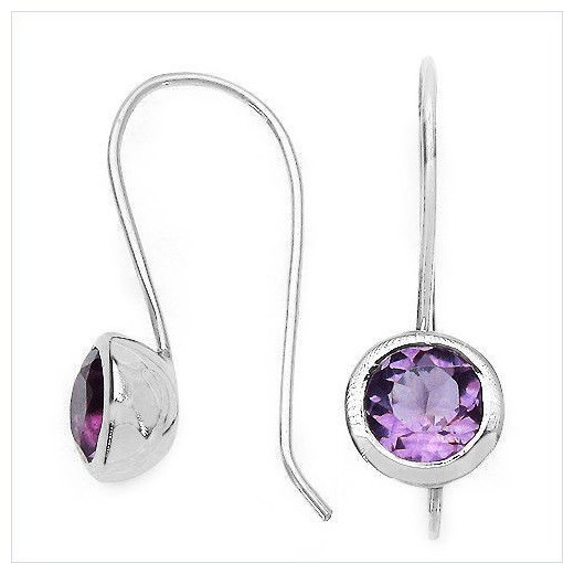 Wiszące srebrne kolczyki z naturalnymi ametystami 2,70 ct prana-shop bialy srebrna