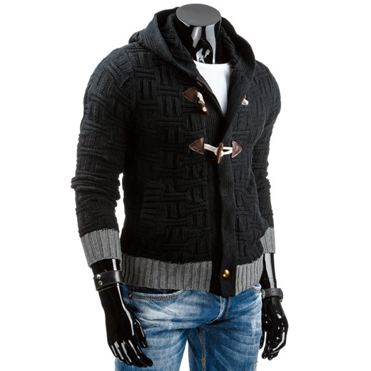 Sweter męski czarny (wx0715) dstreet czarny guziki