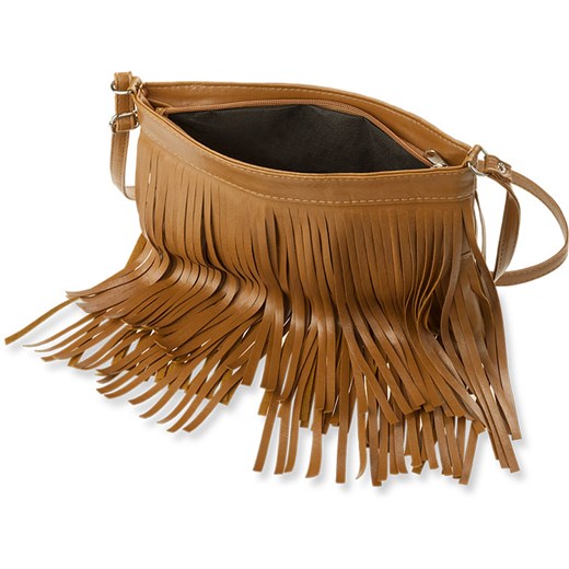 HIT MAŁA TOREBKA DAMSKA FRĘDZLE STYL BOHO KOLORY - CAMEL world-style-pl brazowy z zamkiem