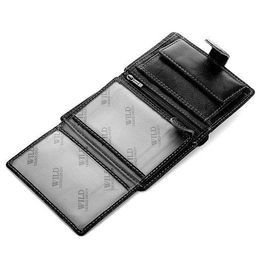 Skórzany portfel męski w pudełku czarny GA96 skorzana-com szary miejsce na dokumenty