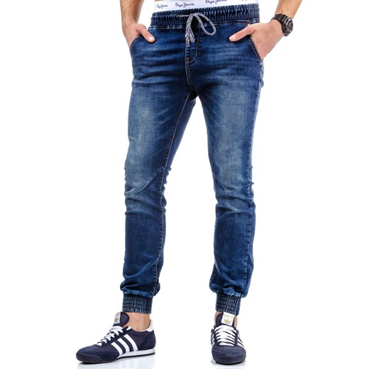 Spodnie joggery męskie niebieskie (ux0451) dstreet granatowy modne