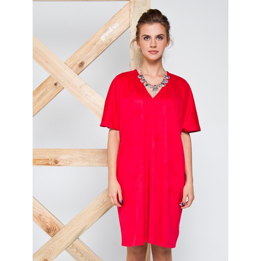 Sukienka oryginalnego luźnego kroju czerwony the-cover bezowy oversize