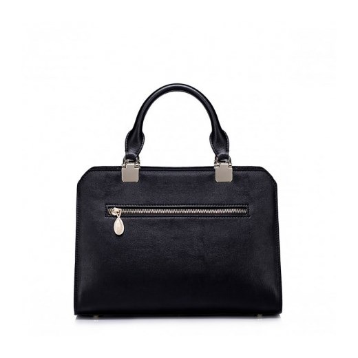 Skórzana damska torebka tote czarna stylowagalanteria-com czarny glamour