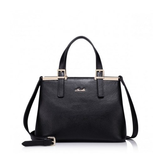 Damska torebka do ręki z naturalnej skóry Czarna stylowagalanteria-com czarny glamour
