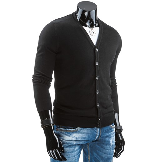 Sweter męski czarny (wx0737) dstreet czarny elastan