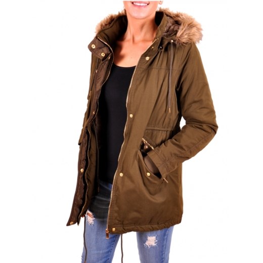 Damska kurtka parka ocieplana - 3 kolory petiten brazowy Budrysówki