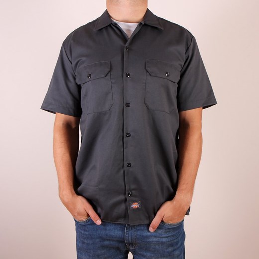 Koszula Dickies 1574 Short Sleeve Work Shirt - Charcoal brandsplanet-pl szary materiałowe