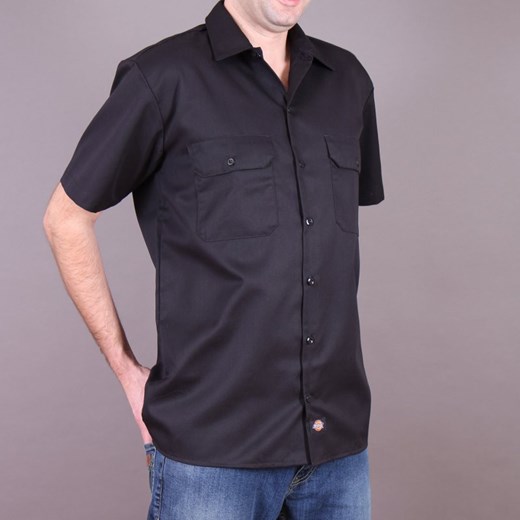 Koszula Dickies 1574 Short Sleeve Work Shirt - Black brandsplanet-pl szary materiałowe
