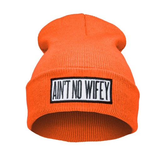 Czapka Beanie Naszywka AINT NO WIFEY pomarańczowa magiazakupow-com pomaranczowy aplikacja