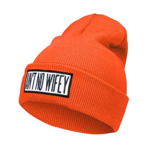 Czapka Beanie Naszywka AINT NO WIFEY pomarańczowa magiazakupow-com pomaranczowy młodzieżowy