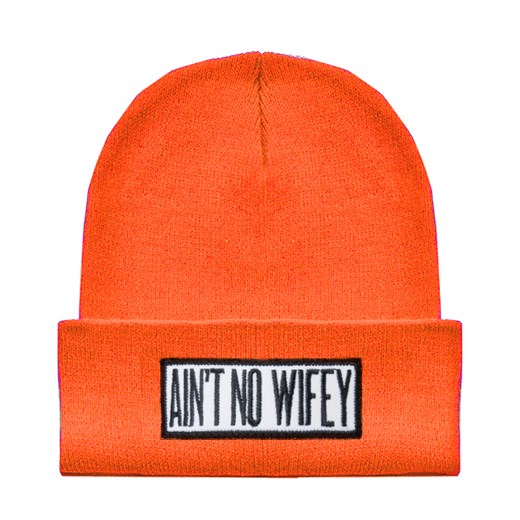 Czapka Beanie Naszywka AINT NO WIFEY pomarańczowa magiazakupow-com pomaranczowy street