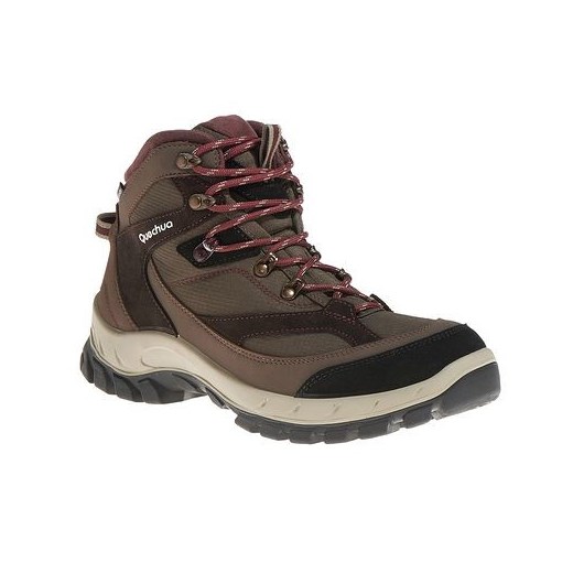 Buty turystyczne damskie Forclaz 500 High decathlon szary płaska podeszwa