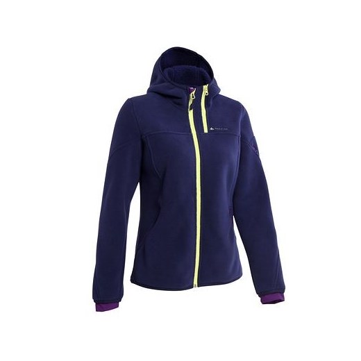 Polar turystyczny z kapturem damski Forclaz 600 decathlon granatowy Bluzy polarowe damskie
