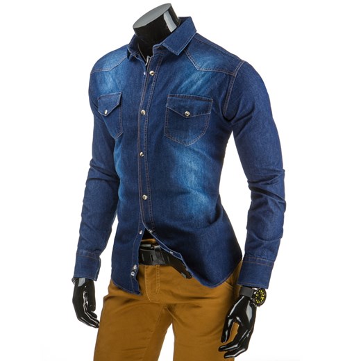 Koszula męska jeansowa (dx0939) dstreet granatowy fit