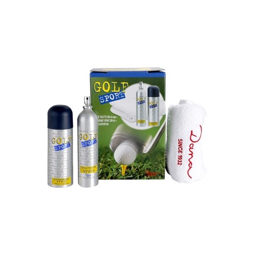 Dana Golf Sport zestaw upominkowy I. woda toaletowa 200 ml + dezodorant w sprayu 200 ml + ręcznik 48,5 x 77 cm + do każdego zamówienia upominek. iperfumy-pl zielony sportowy