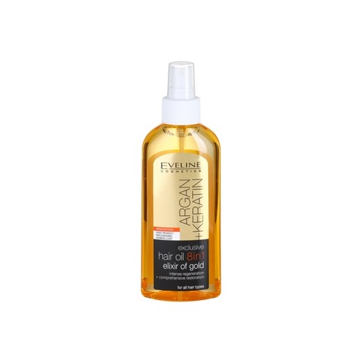 Eveline Cosmetics Argan + Keratin olejek do włosów 8 w 1 150 ml + do każdego zamówienia upominek. iperfumy-pl brazowy 