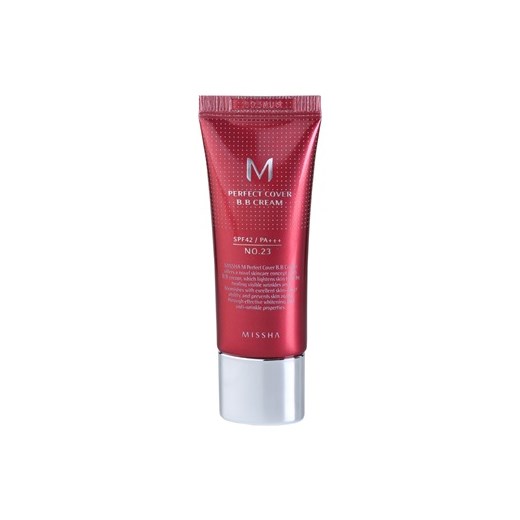 Missha M Perfect Cover krem BB z bardzo wysokim filtrem UV małe opakowanie odcień No. 23 Natural Beige SPF 42/PA+++ 20 ml + do każdego zamówienia upominek. iperfumy-pl rozowy mini