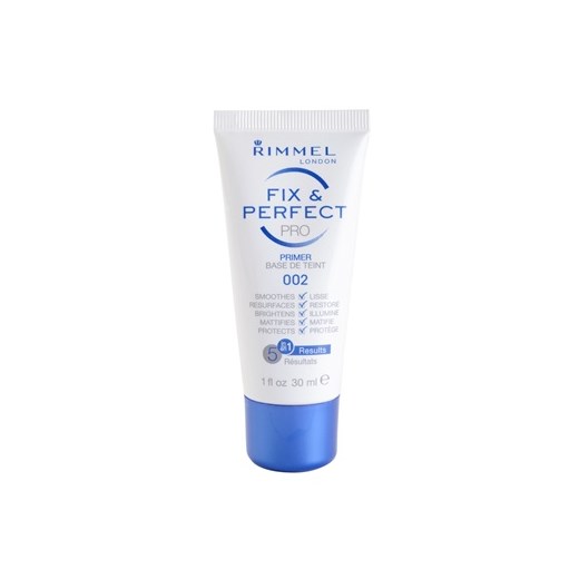 Rimmel Fix & Perfect baza pod makeup 5 in 1 odcień 002 Transparent (Pro Primer) 30 ml + do każdego zamówienia upominek. iperfumy-pl niebieski 