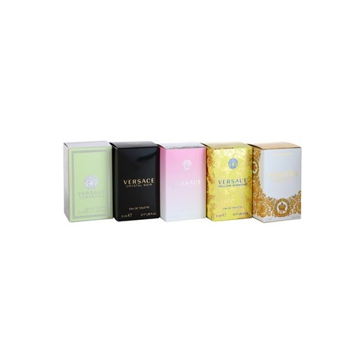 Versace Mini zestaw upominkowy III. Versense + Vanitas + Crystal Noir + Bright Crystal + Yellow Diamond woda toaletowa 4 x 5 ml + woda toaletowa 4,5 ml + do każdego zamówienia upominek. iperfumy-pl zielony mini