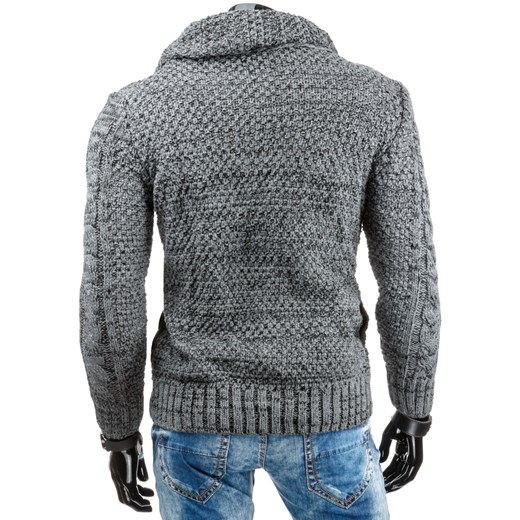 Sweter męski antracytowy (wx0721) dstreet szary tkanina