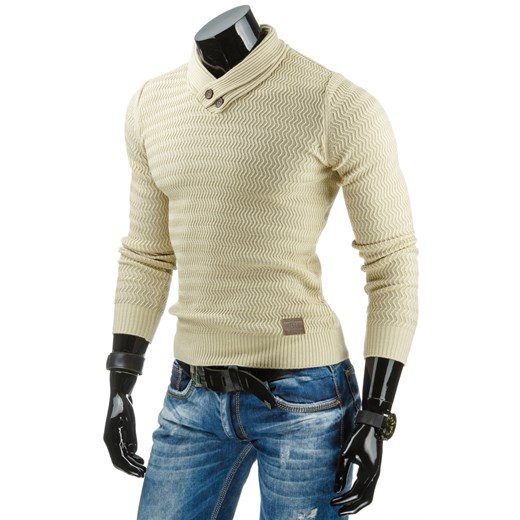 Sweter męski beżowy (wx0726) dstreet bezowy modne