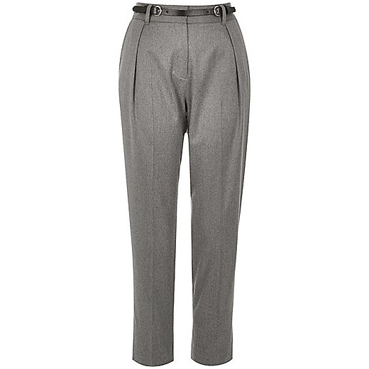 Grey smart tapered belted trousers  river-island szary jesień