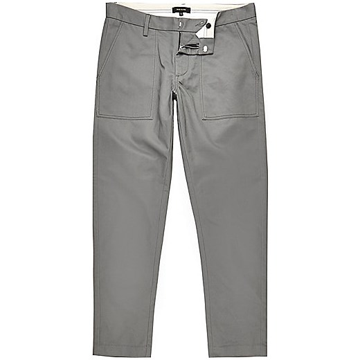Grey pocket slim trousers  river-island szary jesień