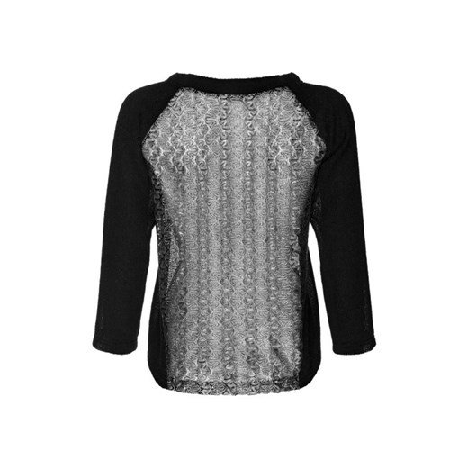 Krótki sweter z delikatną, srebrną koronką na całych plecach i rękawem 7/8. Idealny w zestawieniu z rozkloszowaną spódnicą jak i spodniami. le-d-sir czarny jesień
