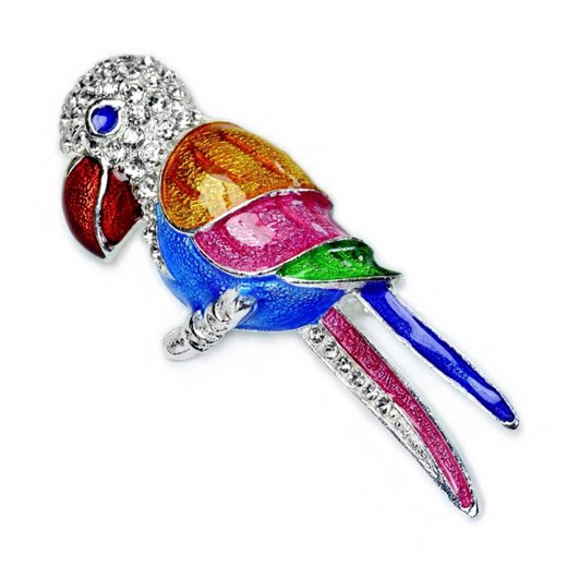 Broszka Papuga emaliowana kiara-sztuczna-bizuteria-jablonex niebieski srebrna
