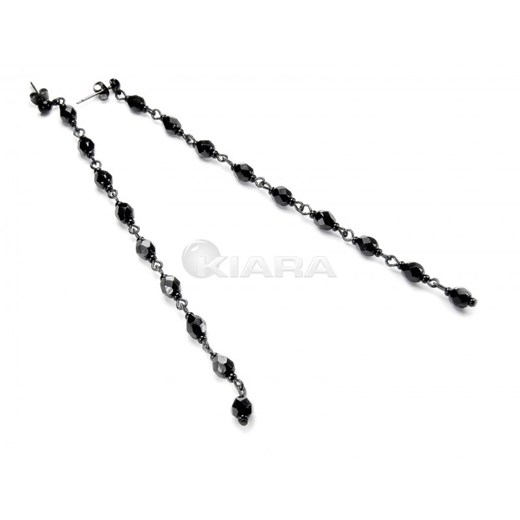 Kolczyki czarne, długie kiara-sztuczna-bizuteria-jablonex bialy sztuczna