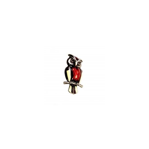 Broszka Sowa kiara-sztuczna-bizuteria-jablonex czerwony srebrna