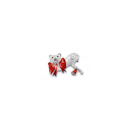 Broszka kot z kokardą kiara-sztuczna-bizuteria-jablonex czerwony kokardka