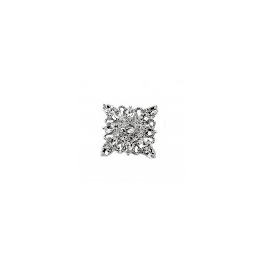 Broszka kwadrat srebrny kiara-sztuczna-bizuteria-jablonex szary kryształki