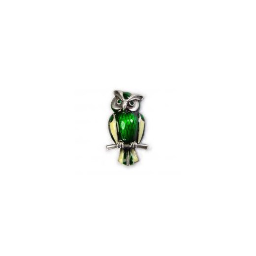 Broszka Sowa kiara-sztuczna-bizuteria-jablonex zielony srebrna