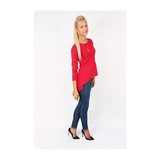 BLUZKA BAWEŁNIANA TUNIKA Z TRENEM BASKINKA 807 L/XL CZERWONY label35 czerwony 
