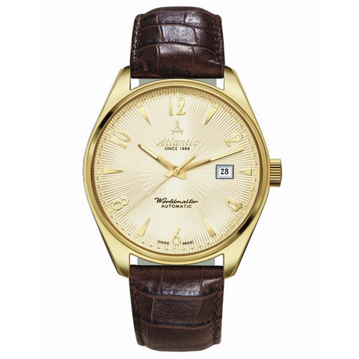 Zegarek Męski ATLANTIC Worldmaster Art Deco 51752.45.35 otozegarki zolty analogowy