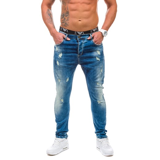 Niebieskie spodnie jeansowe męskie Denley 4735(9533)