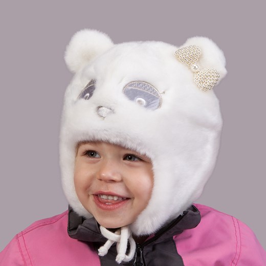 Zimowa czapka Panda z perełkami czapki-dla-dzieci-tutu szary Czapki zimowe dziecięce